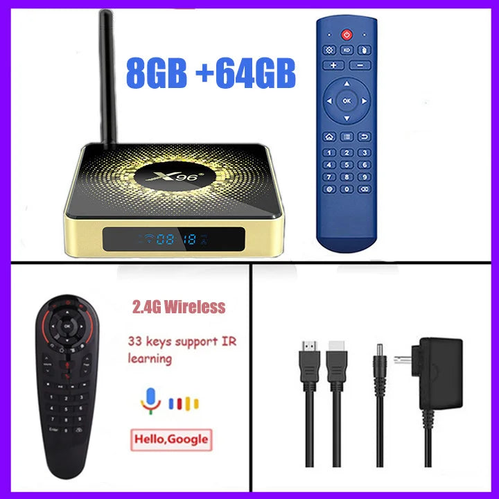 TV Box Android 11 X96 X10 DDR4 8GB RAM 64GB
